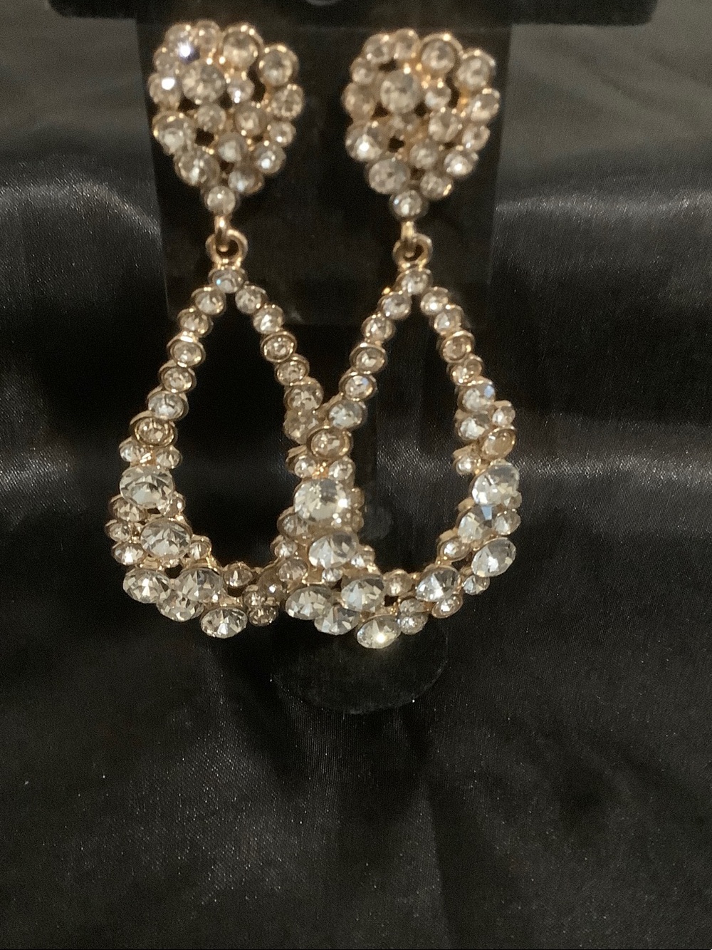 Gold-Tone Clear Crystal Teardrop Dangle Earrings